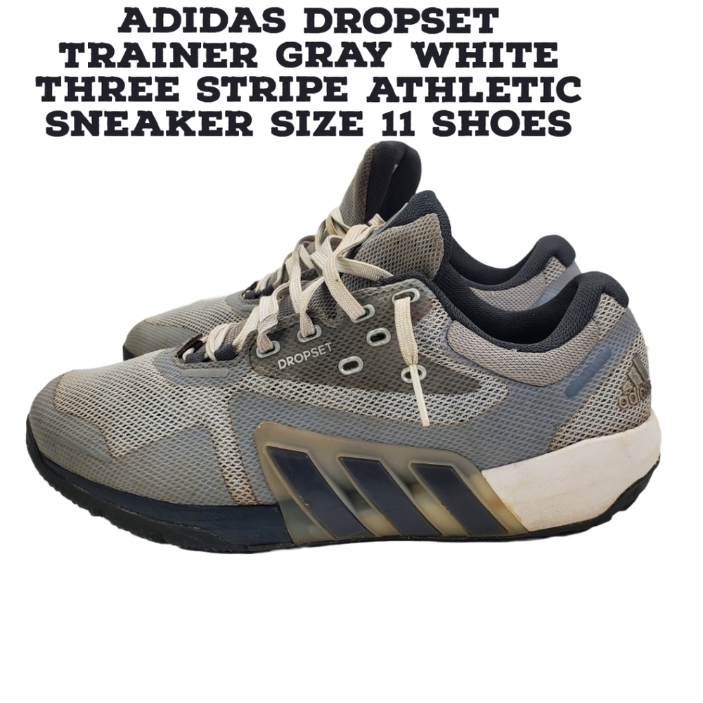adidas Dropset Shoes Men 11 Trainer Gray White Three Stripe Athletic Sneaker
